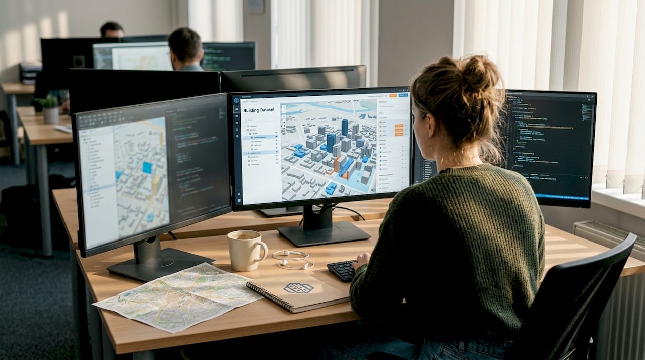 Technician importing GIS into city model