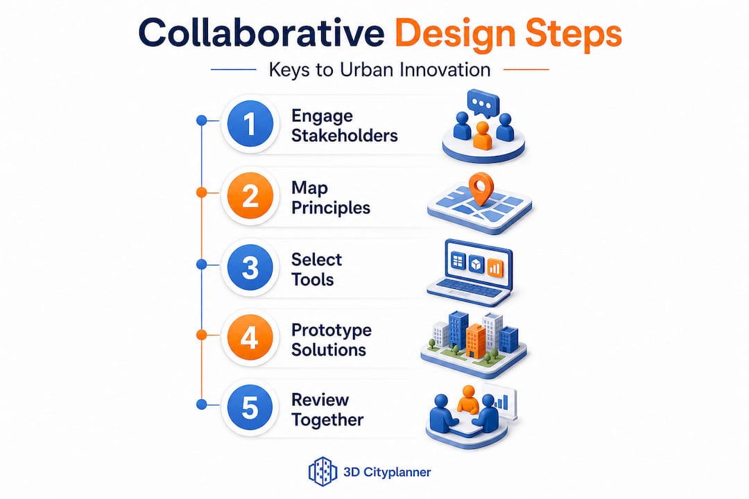 Infographic showing steps in collaborative urban design process