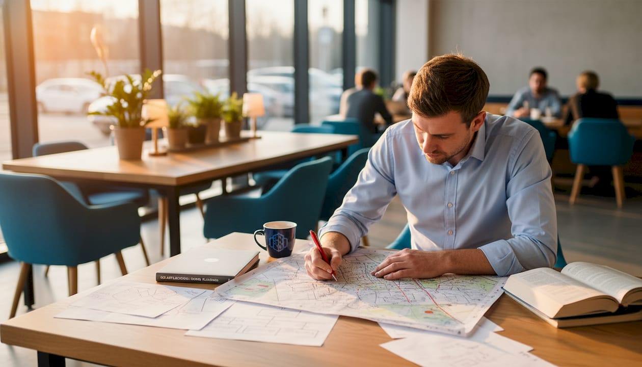 Analyst marking urban land use change