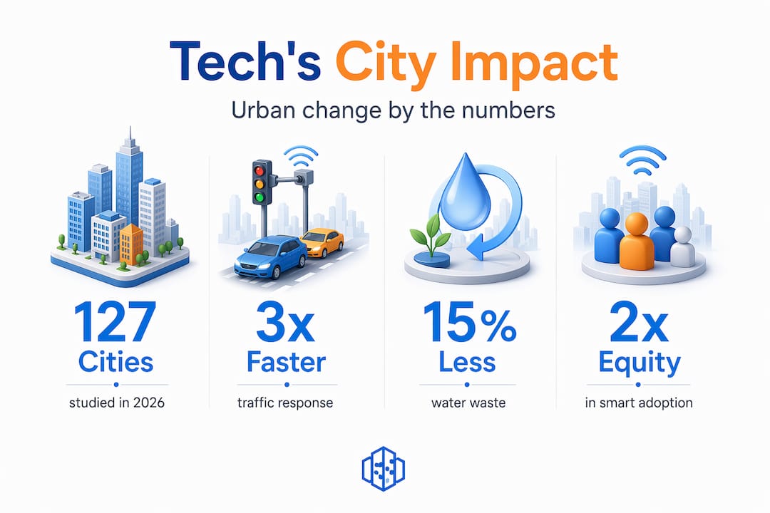 Infographic showing technology impacts in city development