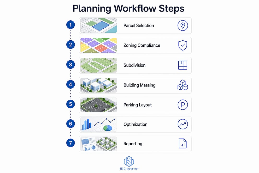 Infographic of automated site planning workflow steps