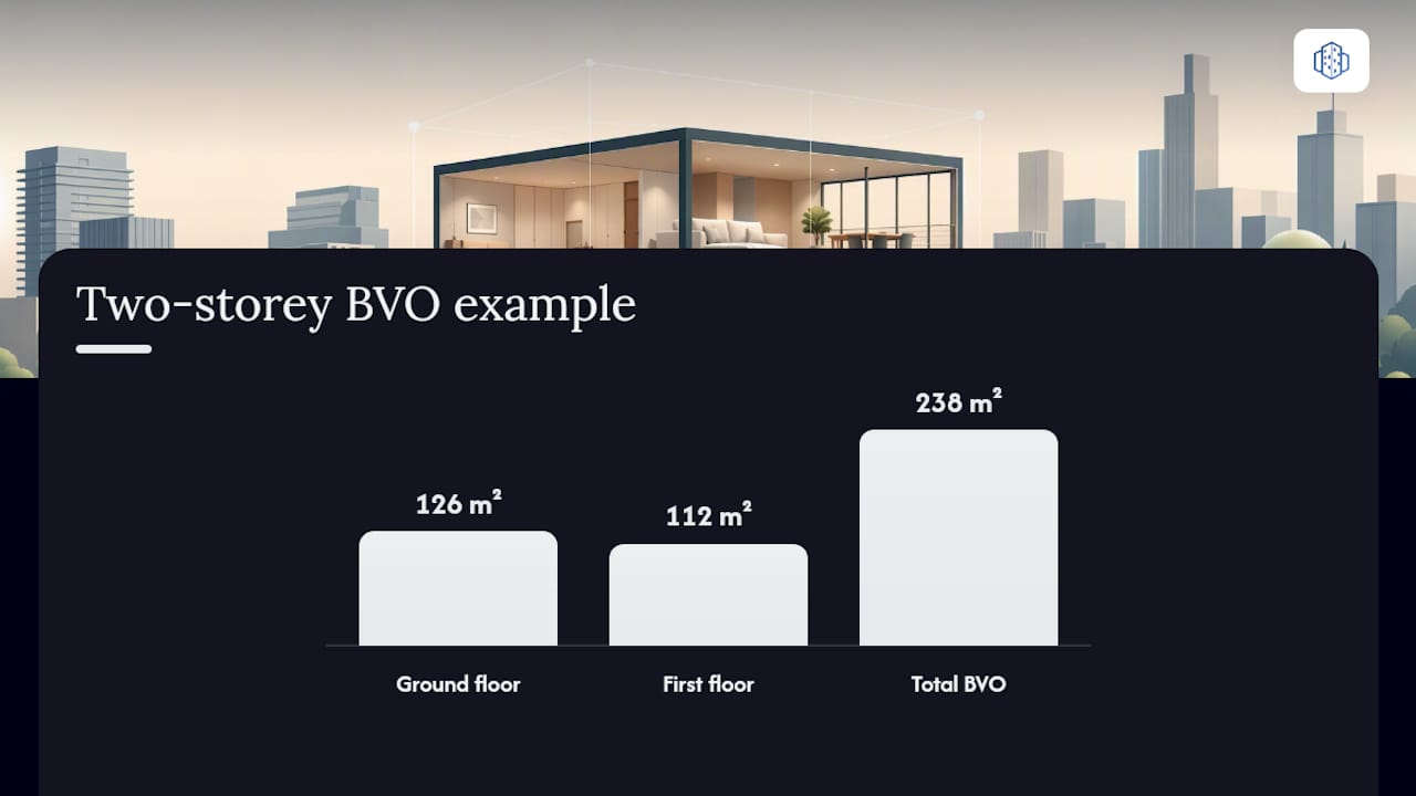 Two-storey 14 by 9 metre BVO calculation