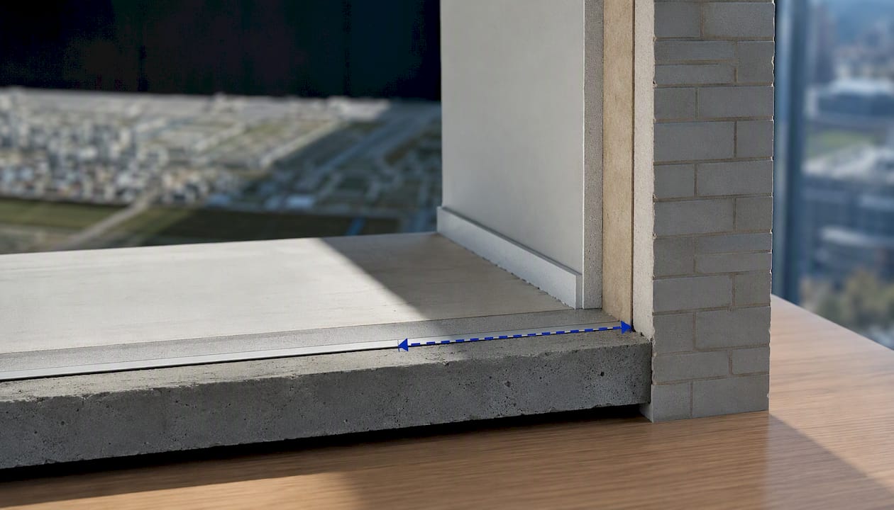 Wall section showing outer measurement boundary