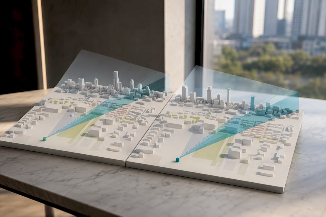 Digital twin comparing skyline scenarios