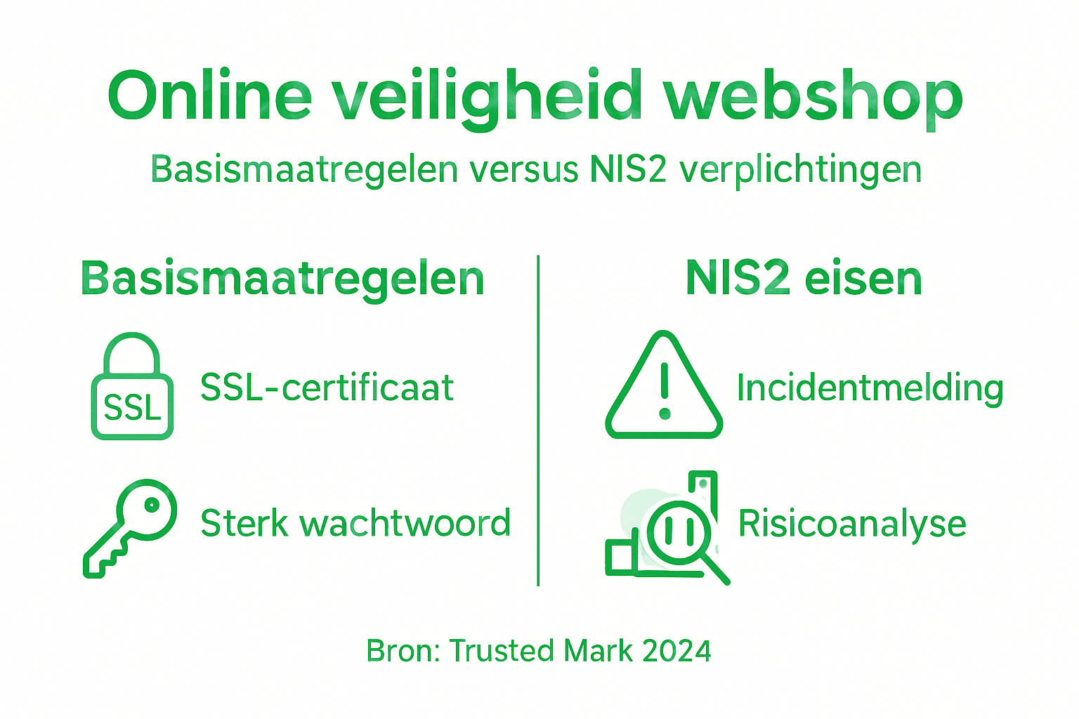 Infographic: essentiële beveiligingsmaatregelen voor webshops volgens NIS2