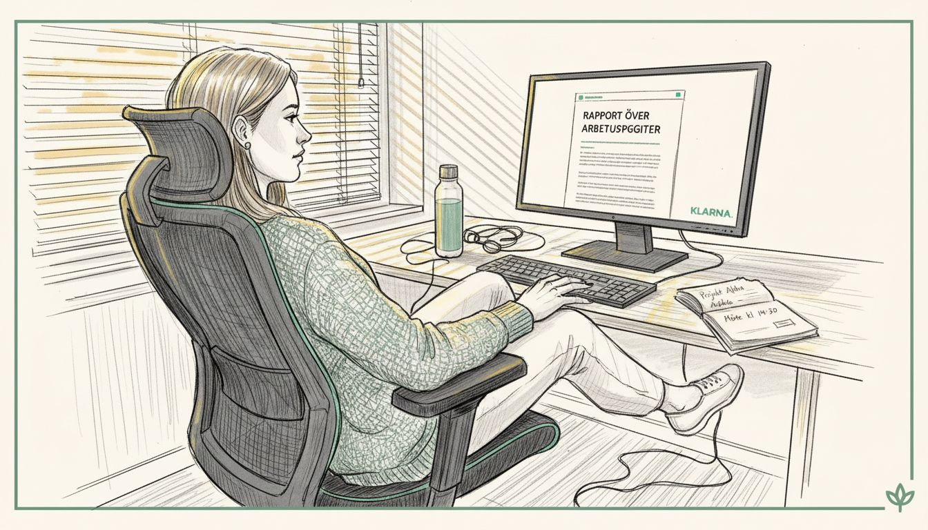 Medarbetare som sitter bekvämt i en ergonomisk kontorsstol och jobbar