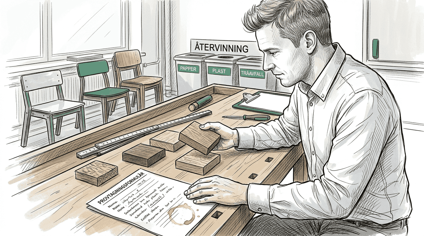 Träprover granskas noggrant för att säkerställa att möblerna blir både hållbara och av hög kvalitet.