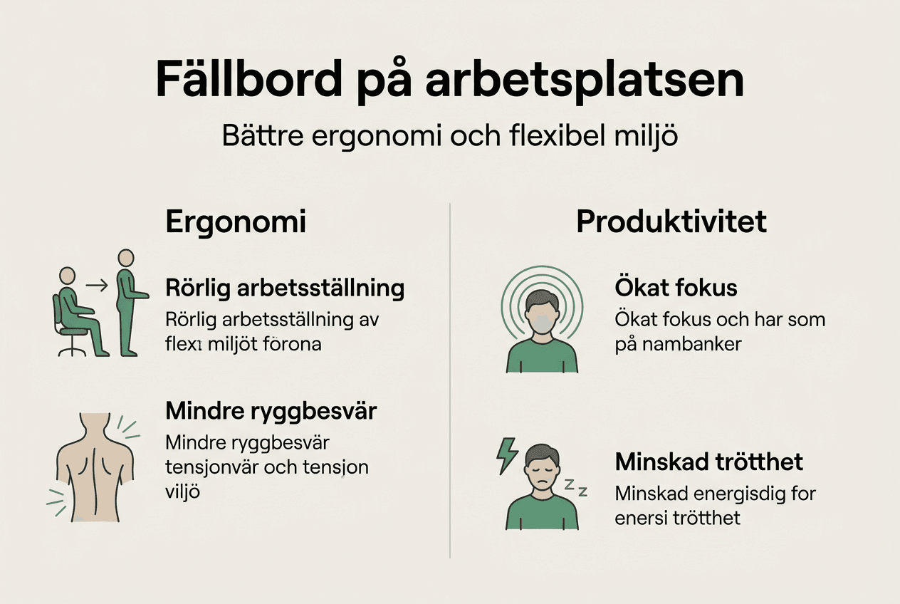 Grafisk översikt som visar hur ergonomi kan bidra till ökad produktivitet på arbetsplatsen