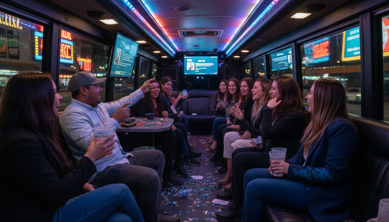 Party bus riders enjoy Vegas nighttime outing