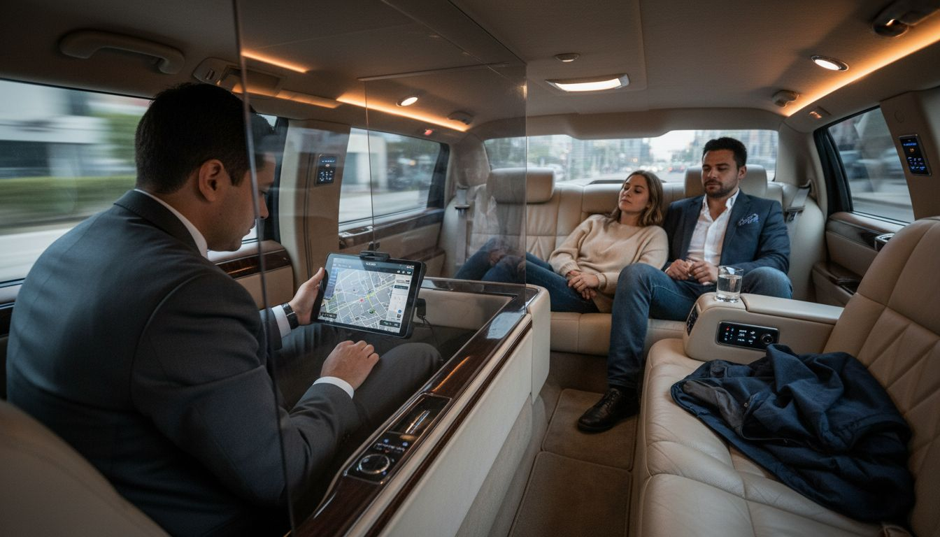 Limo interior highlighting privacy and comfort