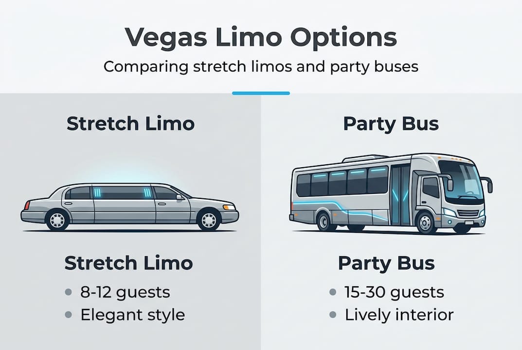 Infographic comparing Vegas limo and party bus