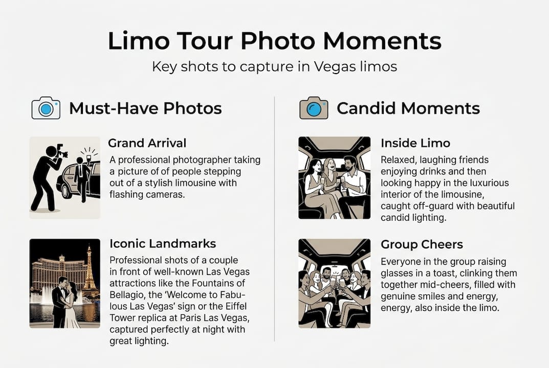 Infographic of must-have Vegas limo tour photos