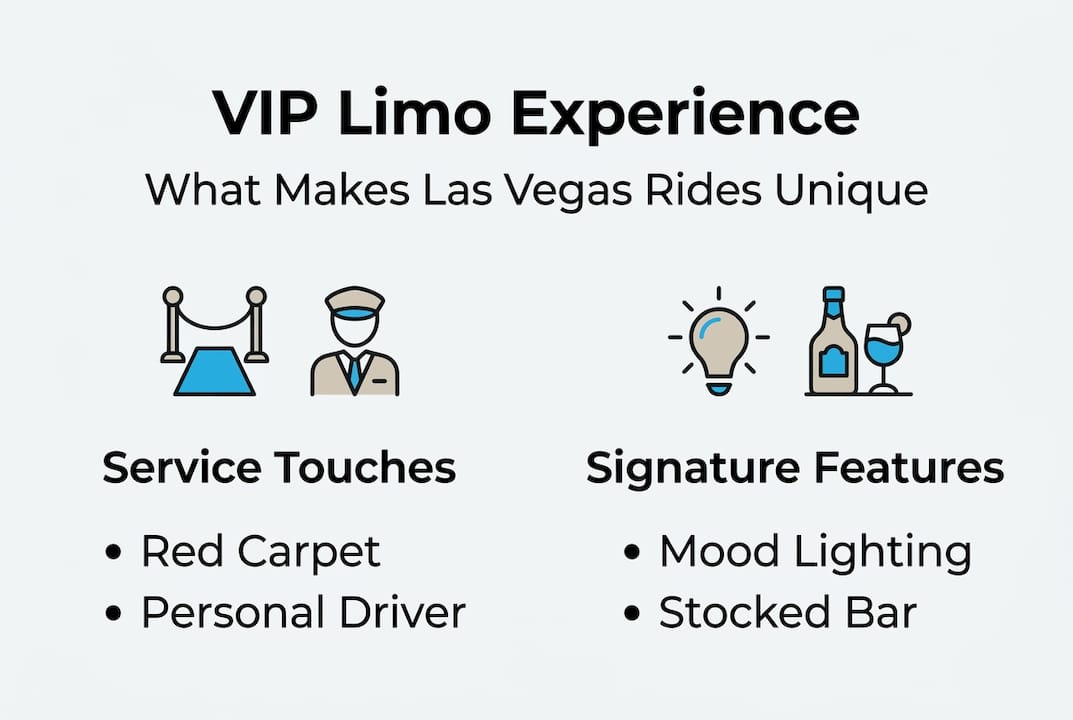 Infographic overview of key VIP limo features