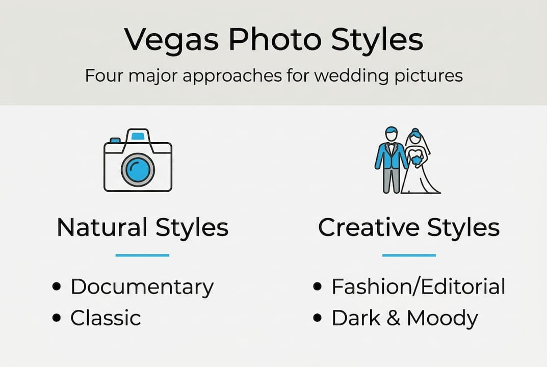 Infographic showing Vegas wedding photo styles overview