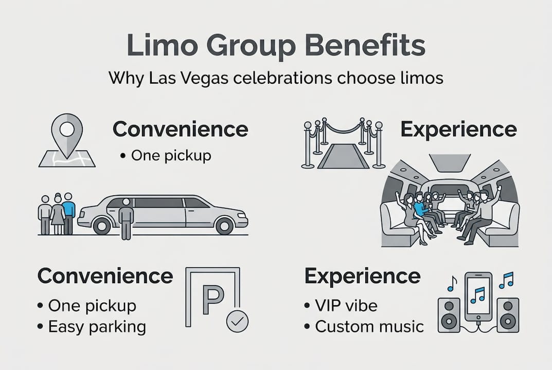 Infographic outlining key limo group benefits