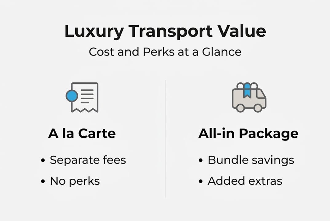 Infographic comparing a la carte versus package luxury transport