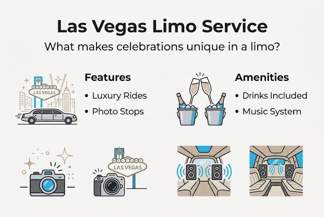 Infographic comparing features and amenities of limo services