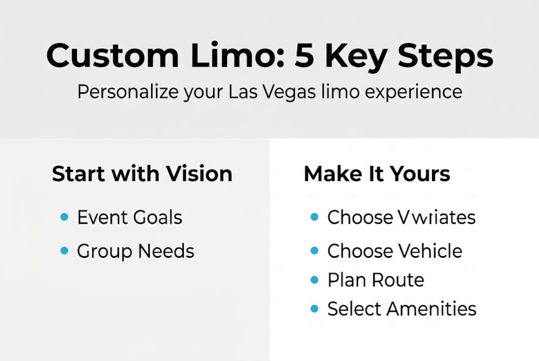 Infographic outlining five steps for Vegas limo customization