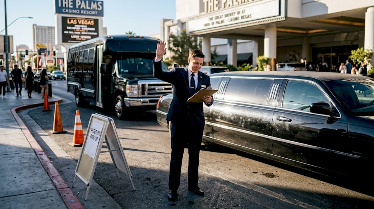 Limo attendant outside two Las Vegas limos