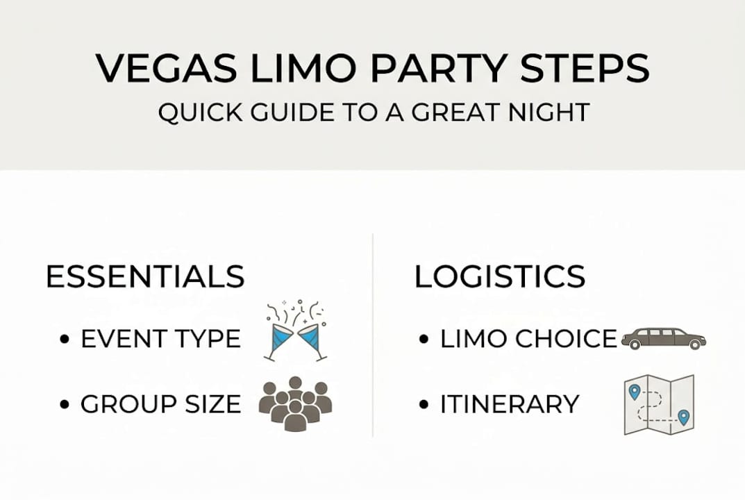 Infographic with steps for Vegas limo party