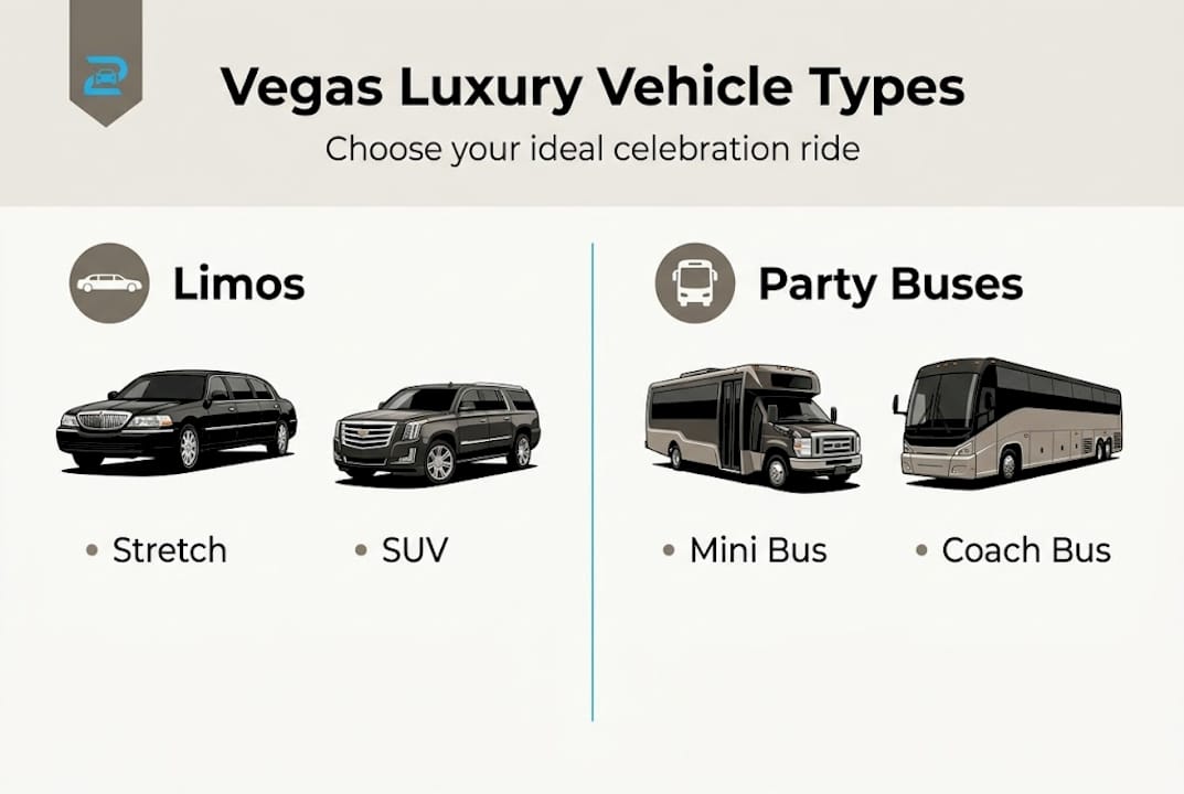 Infographic showing luxury Las Vegas vehicle options