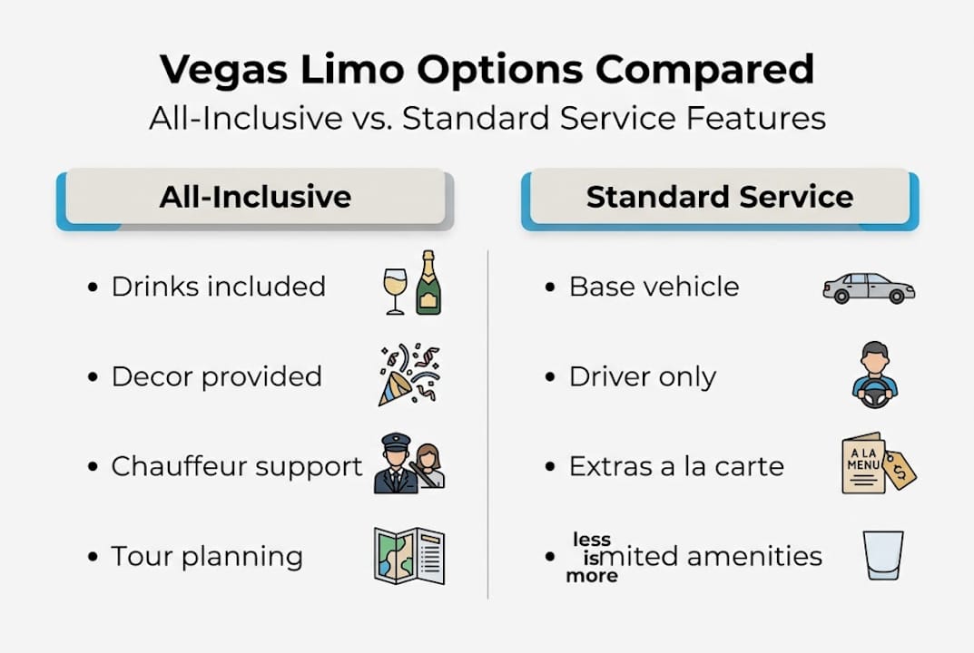 Infographic comparing all-inclusive and standard limo