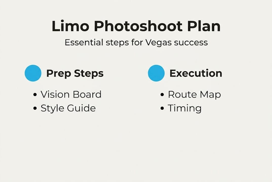 Limo photoshoot planning steps infographic