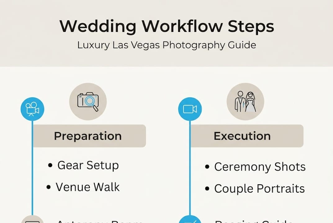 Infographic wedding photography workflow steps