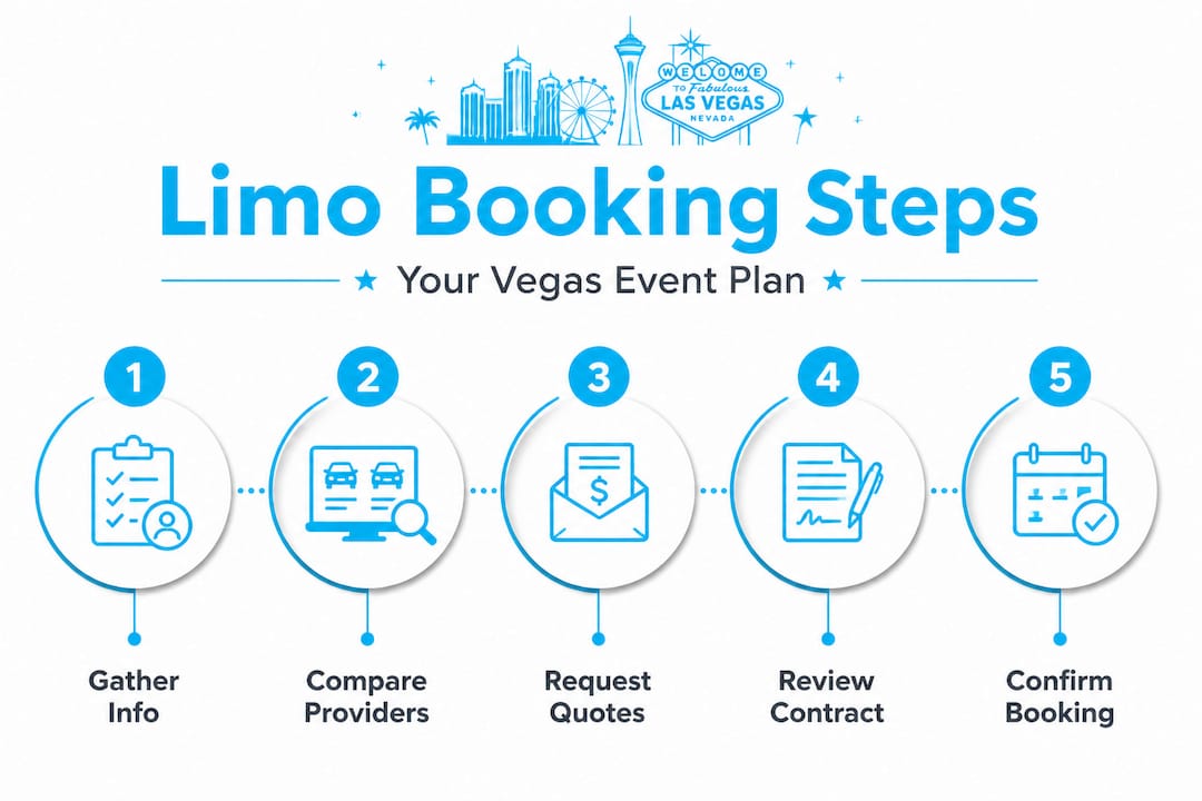 Infographic with limo booking process steps