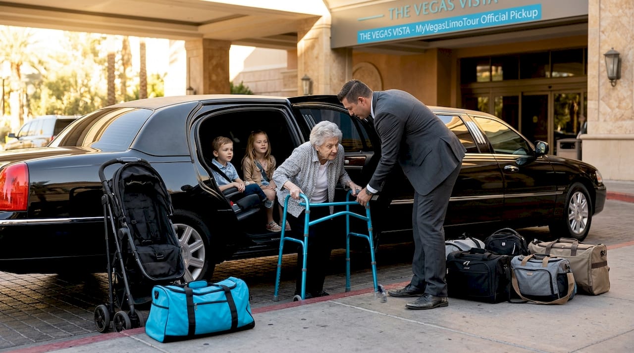 Accessible limo boarding with family members