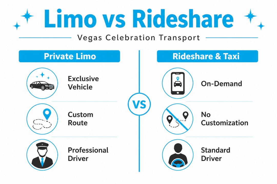 Infographic comparing private limo and rideshare choices