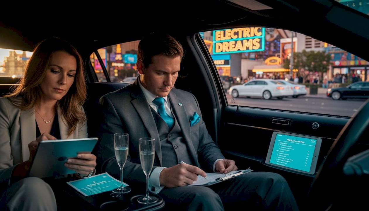 Limo passenger and driver coordinating logistics