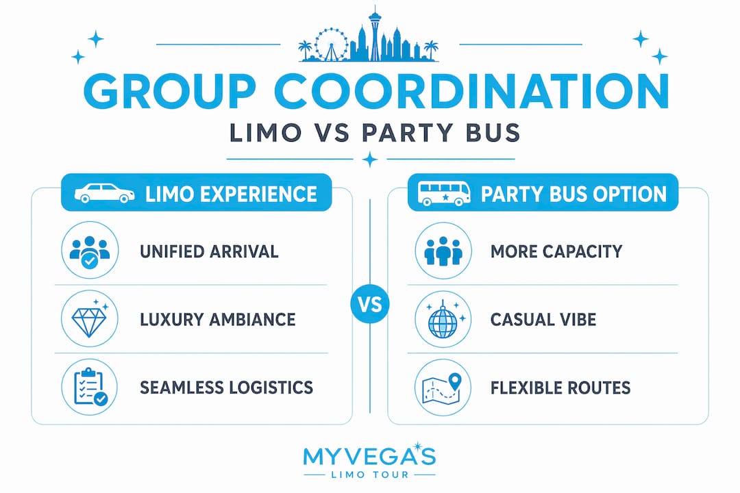 Infographic comparing limo and party bus coordination