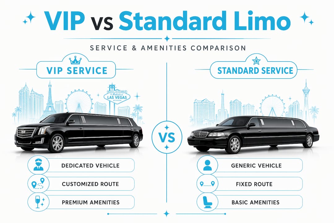 Infographic comparing VIP and standard limo services