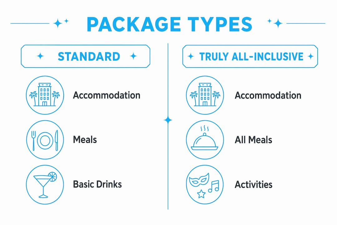 Infographic comparing standard and truly all-inclusive packages