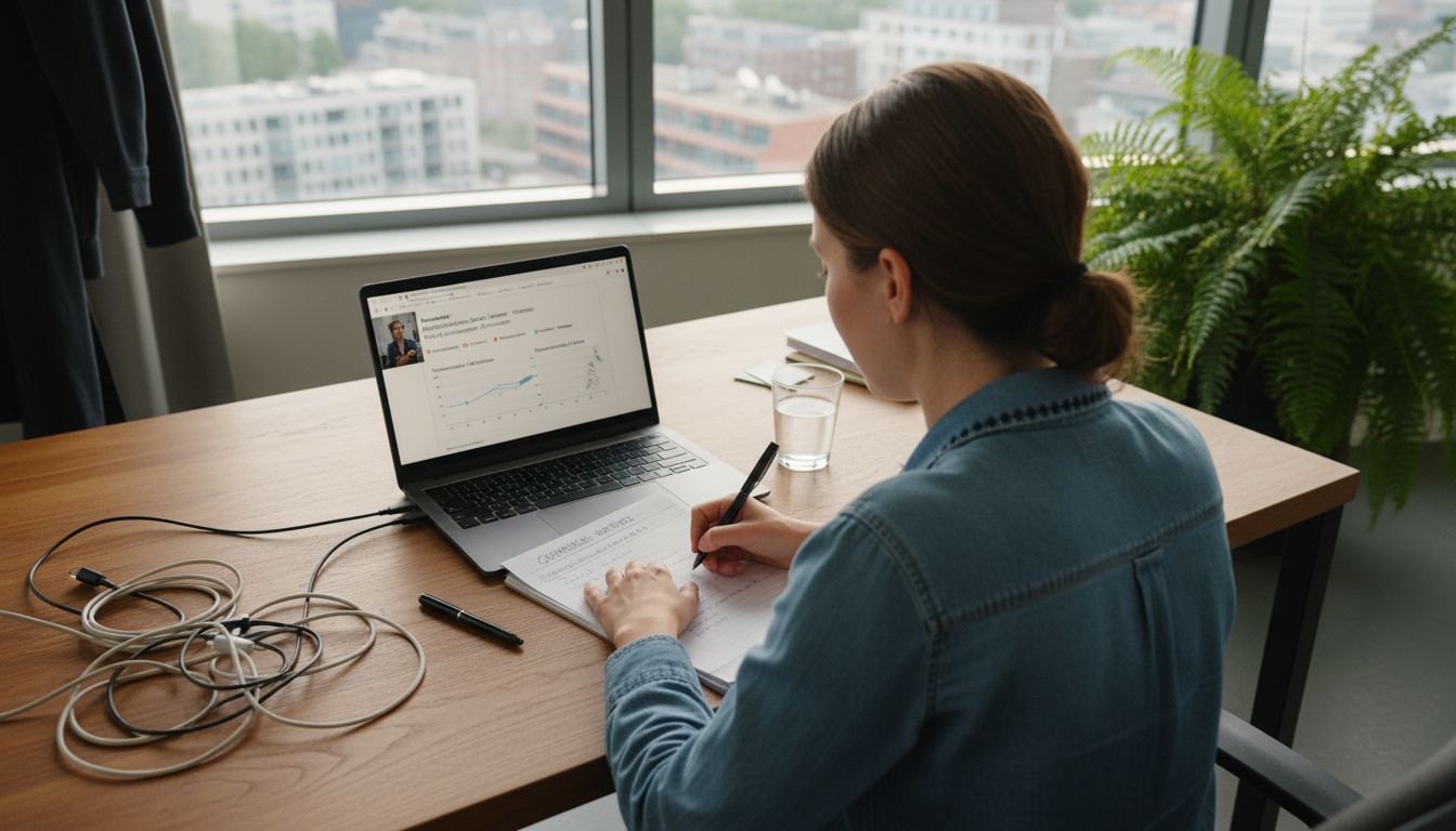 Recruiter beoordeelt AI-sollicitatiegesprek op zijn laptop