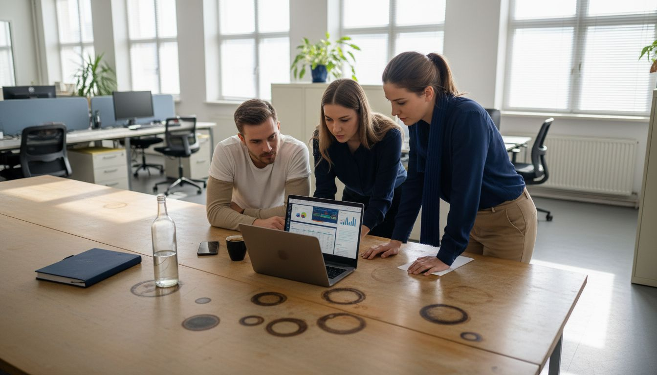 Het HR-team buigt zich samen rond de vergadertafel over de inzet van nieuwe technologie.