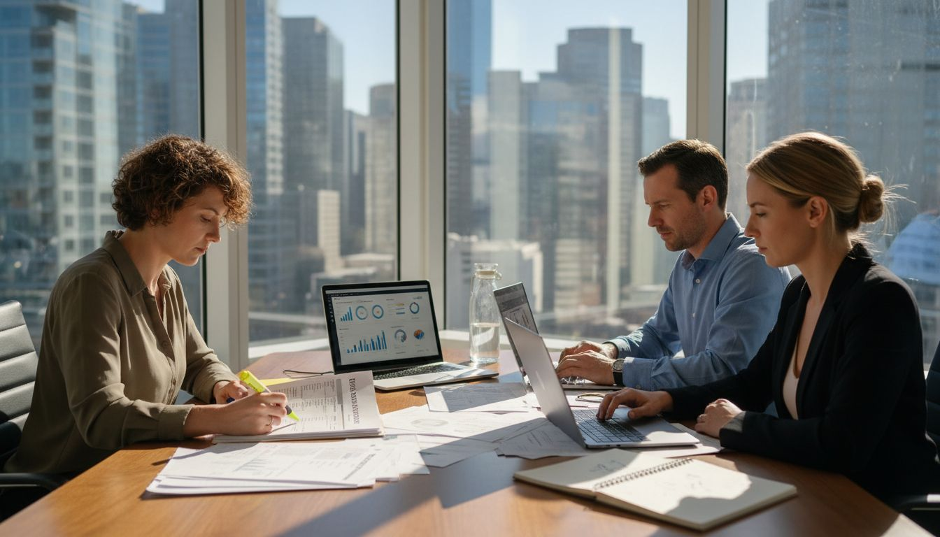 HR team reviewing skills assessment results