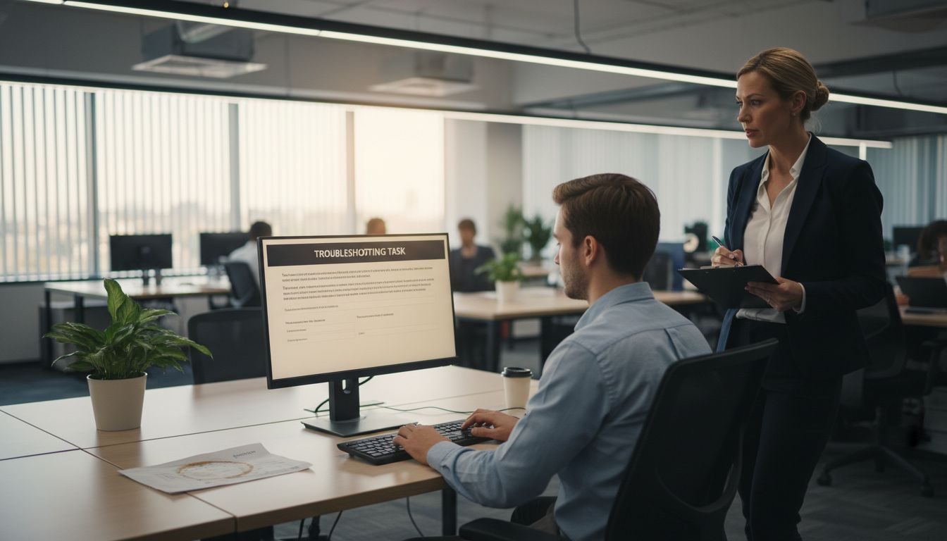 Candidate completing simulated workplace assessment