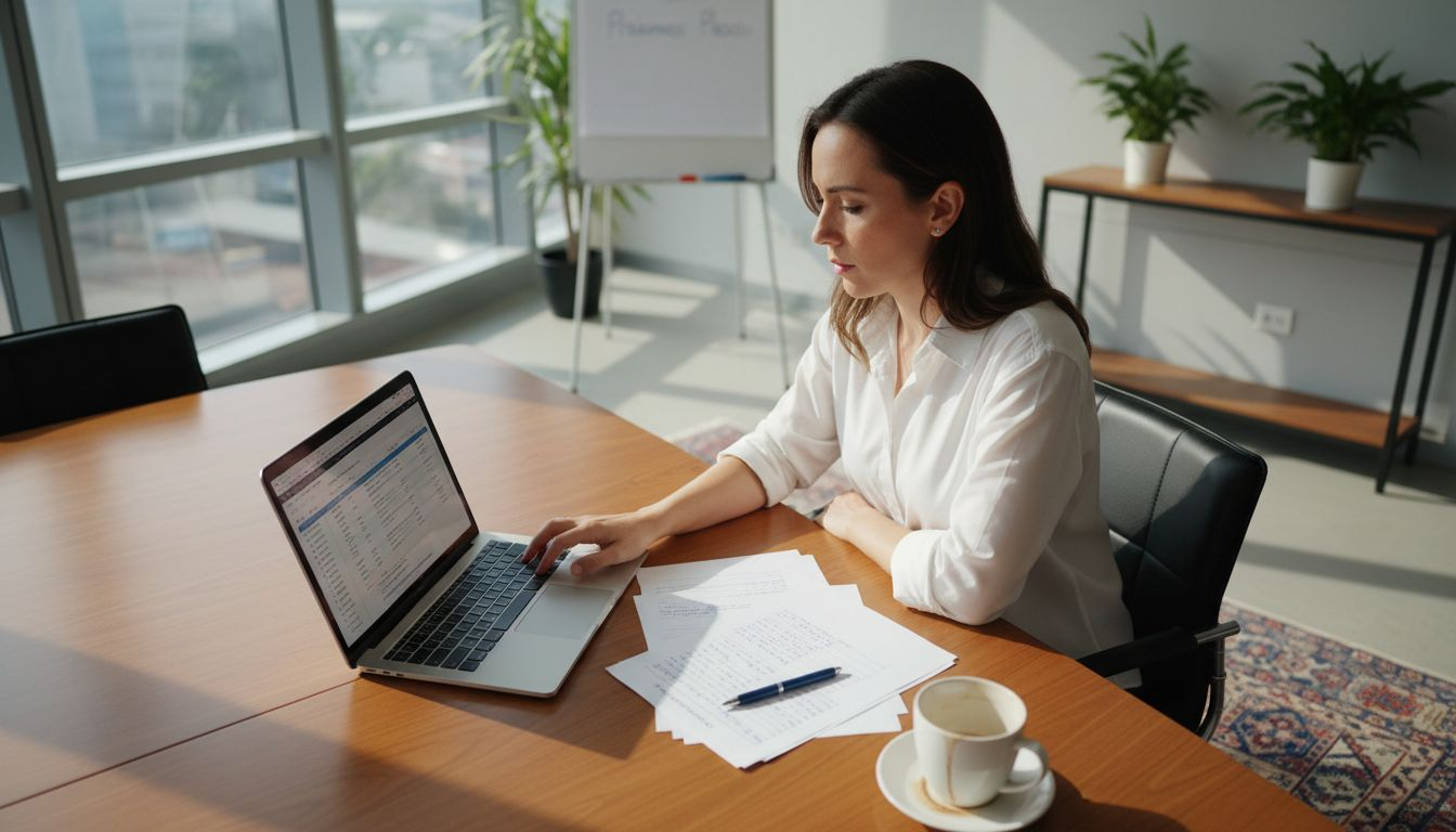 Responsable de recursos humanos analizando los resultados de una evaluación realizada sin considerar el currículum de los candidatos.