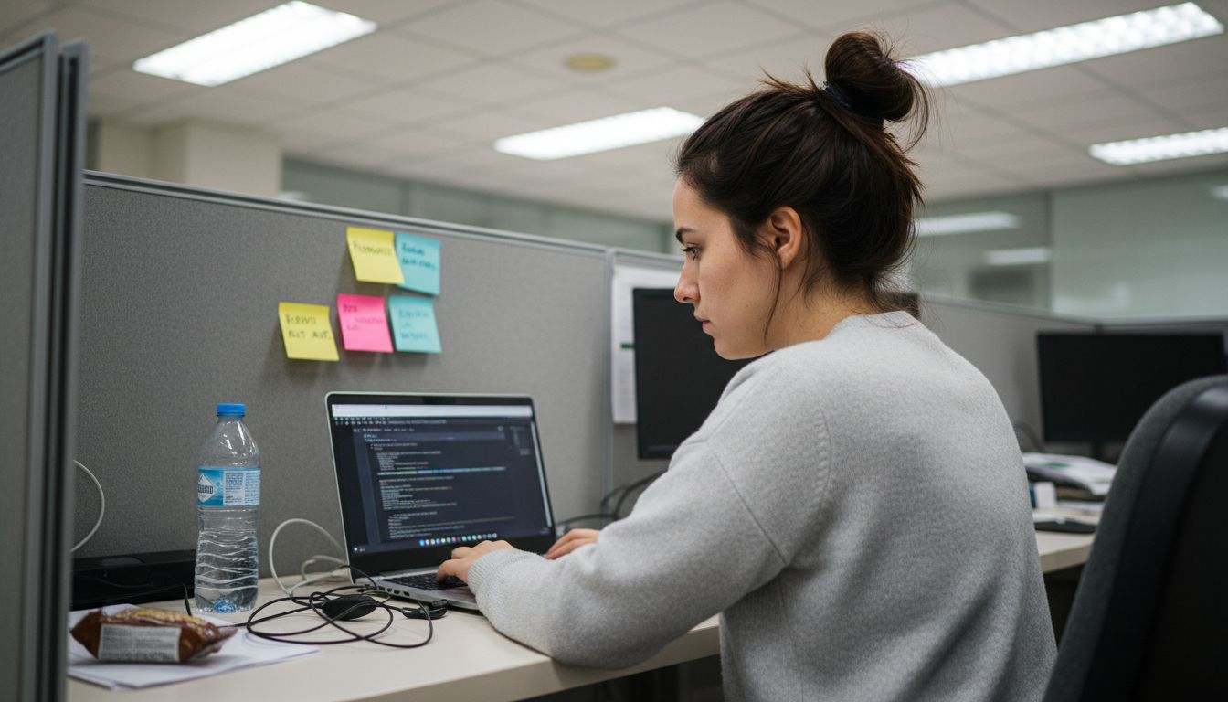 Experto trabajando en un desafío de automatización desde su ordenador portátil