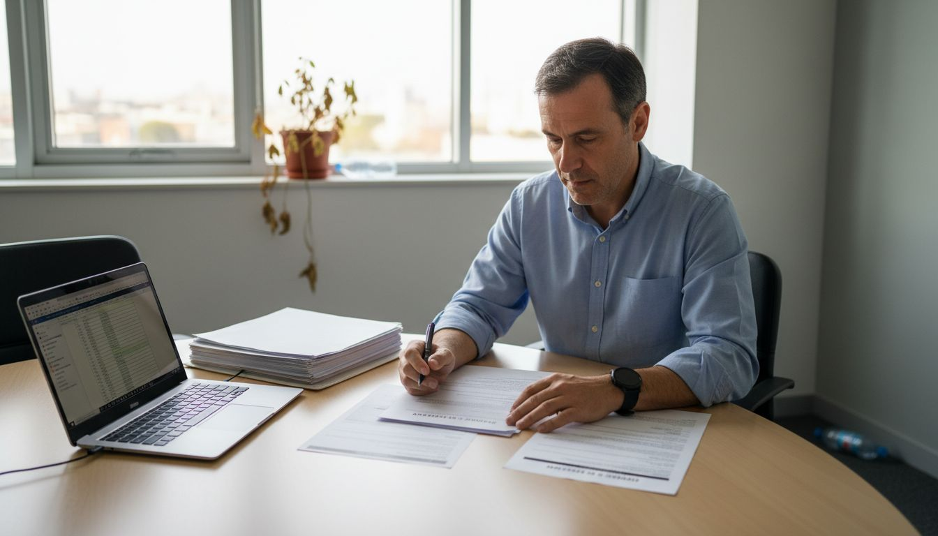 Un gerente analiza a los candidatos durante una reunión en la sala de juntas.