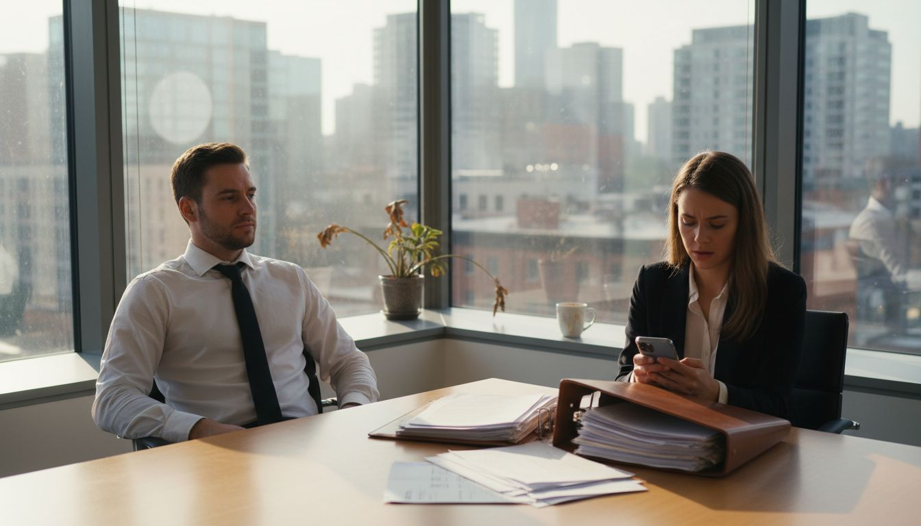 Recruiter and candidate in office interview setting