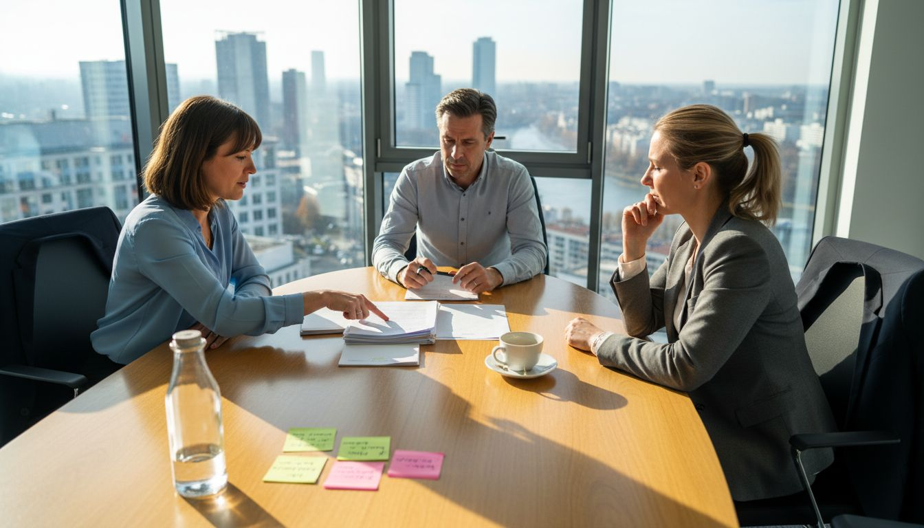 Das HR-Team sichtet gemeinsam am Tisch die eingegangenen Bewerbungen.