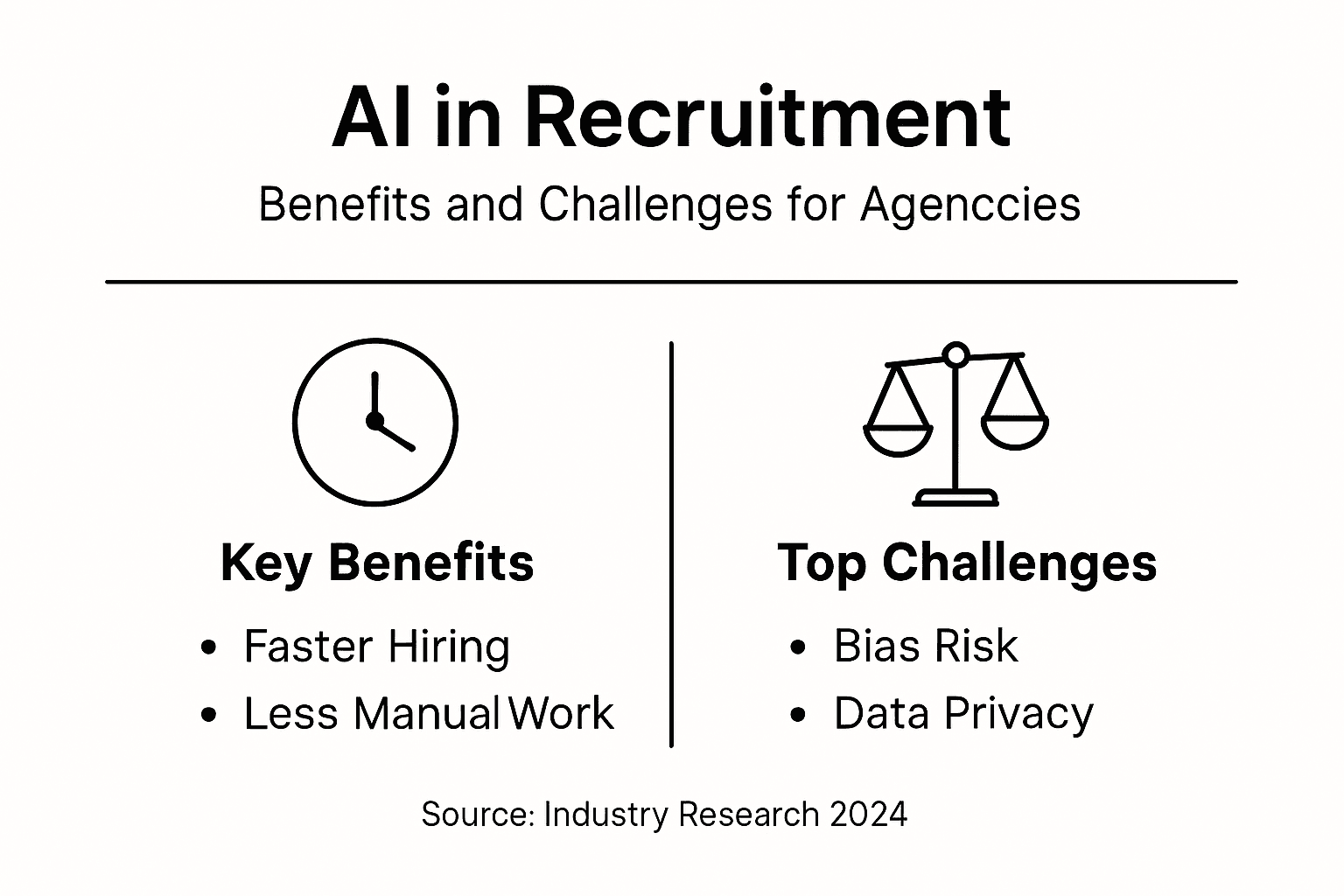 Infographic highlighting AI recruitment benefits and challenges