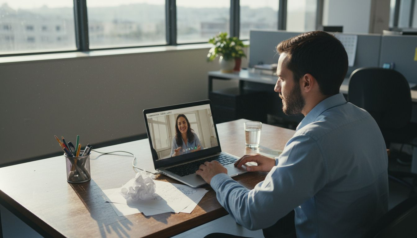 Entrevista laboral entre un reclutador y una profesional del sector tecnológico