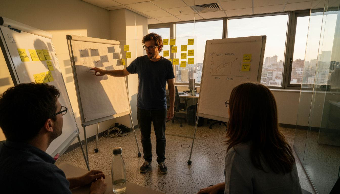 Un equipo analizando juntos el potencial tecnológico de los candidatos