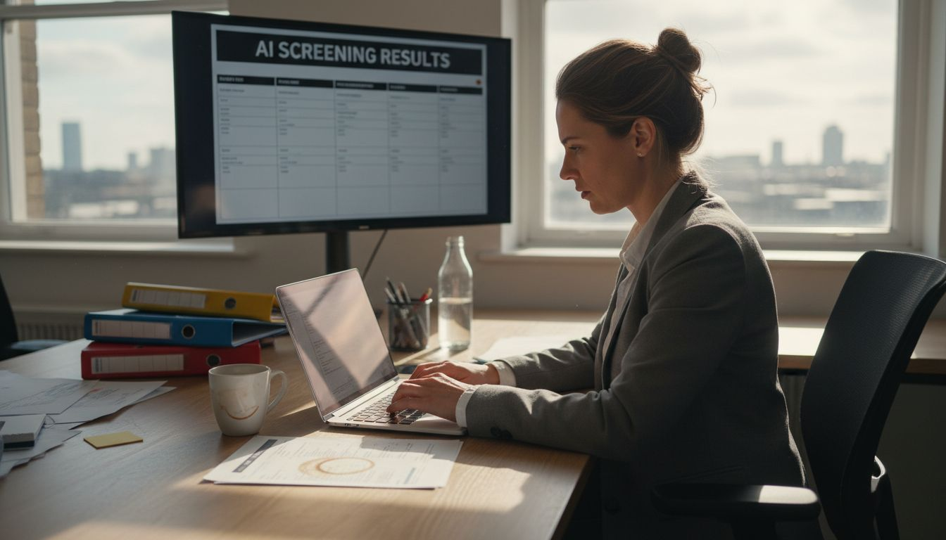Recruiter reviewing AI screening results