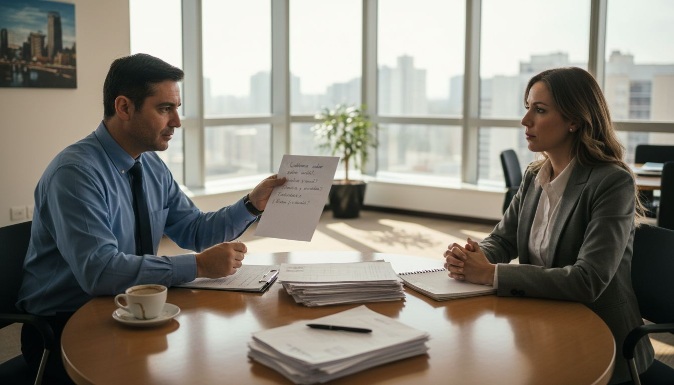 Responsable de recursos humanos entrevistando a un candidato para un puesto de oficina