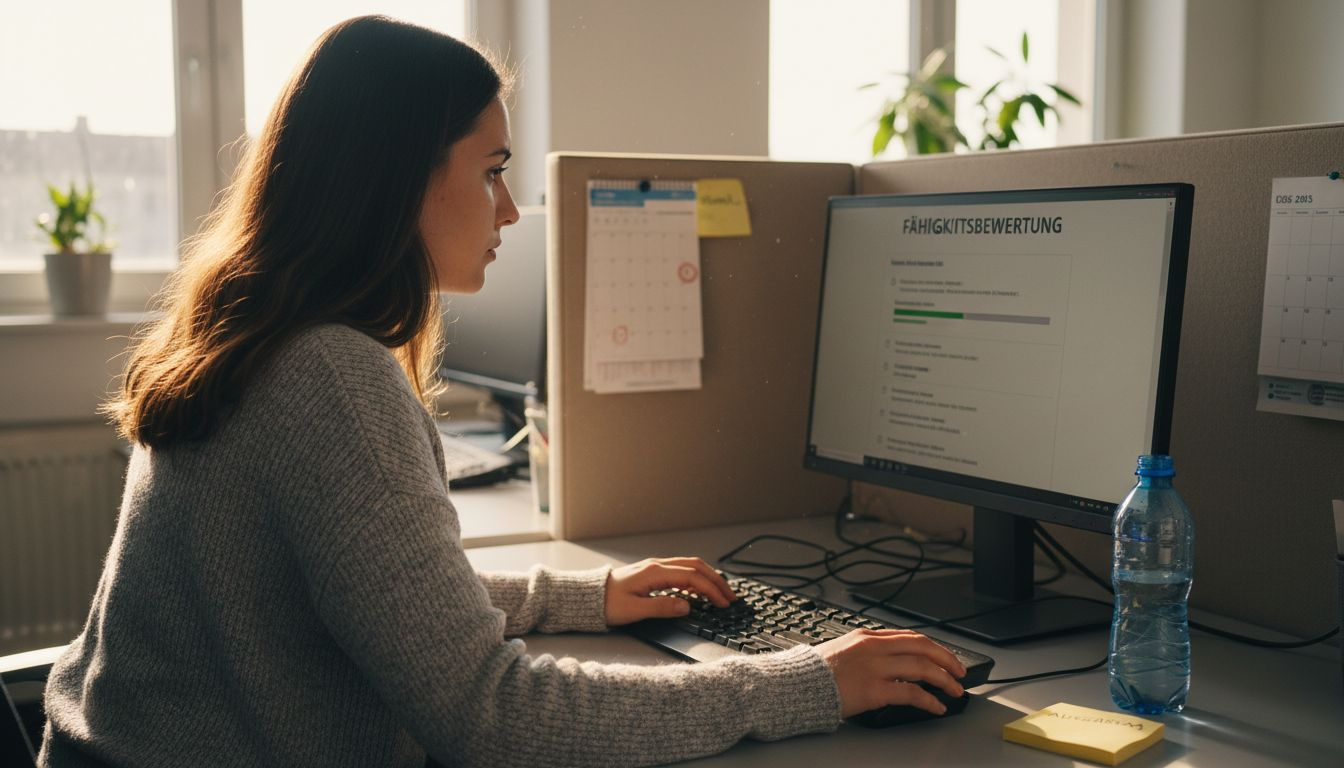 Ein Bewerber absolviert einen Praxistest in einer separaten Kabine.